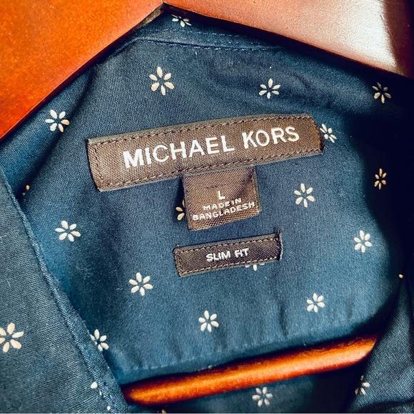 Michael Kors Slim Fit Dress Shirt - Navy with Floral Print - Picture 6 of 7